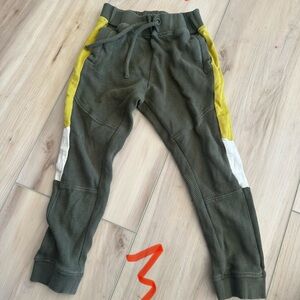 Kids Green Joggers with Yellow and White Stripes